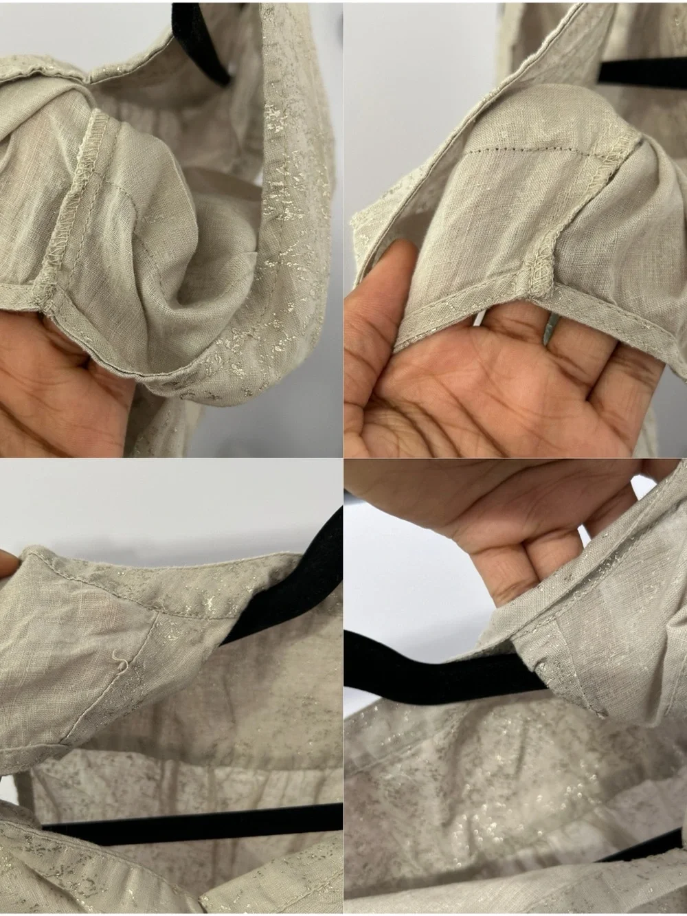 Unbranded Linen Blend Shimmer Detail Vneck Sleeveless Blouse Size XL - “Meline”